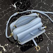 Dior Mini Saddle Shoulder Strap Pouch Leather Blue S5671 10.5x5cm - 4