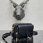 Dior Mini Saddle Shoulder Strap Pouch Leather Black S5671 10.5x5cm - 3