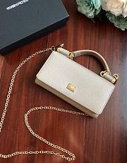 DolceGabbana Mini Phone Bag With Chain Grained Leather Apricot 19x11x3.5cm  - 6