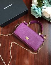 DolceGabbana Mini Phone Bag With Chain Grained Leather Purple 19x11x3.5cm  - 6