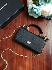 DolceGabbana Mini Phone Bag With Chain Grained Leather Black 19x11x3.5cm  - 4