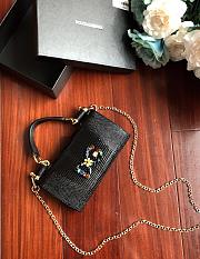 DolceGabbana Mini Phone Bag With Chain Crocodile Leather Black 19x11x3.5cm - 5