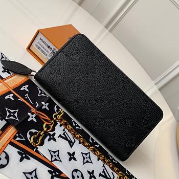 Louis Vuitton Zippy Wallet Mahina Leather Black M61867 19cm 