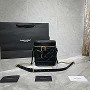 Ysl 80's Vanity Carré-Quilted Grained Leather Black 649779 14.5x16.5x9cm - 1