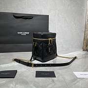Ysl 80's Vanity Carré-Quilted Grained Leather Black 649779 14.5x16.5x9cm - 5