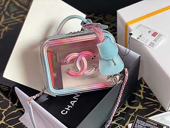 Chanel Small CC Filigree PVC Vanity Case Pink Neon A93342 13x17x7cm