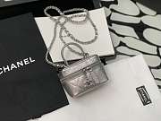 Chanel Small Vanity With Chain Grained Leather Silver AP2194 12×11.5×7cm - 1