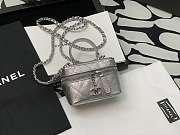 Chanel Small Vanity With Chain Grained Leather Silver AP2194 12×11.5×7cm - 5