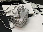 Chanel Small Vanity With Chain Grained Leather Silver AP2194 12×11.5×7cm - 4