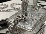 Chanel Small Vanity With Chain Grained Leather Silver AP2194 12×11.5×7cm - 2