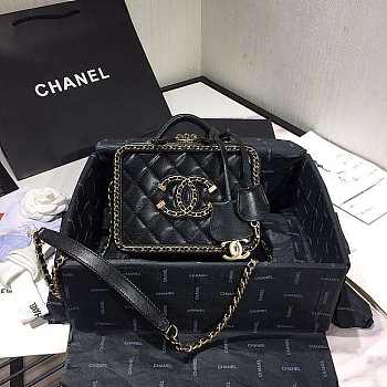 Chanel Small CC Filigree Chain Around Vanity Case Black AS1785 18x14x8cm