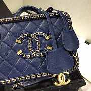 Chanel Small CC Filigree Chain Around Vanity Case Blue AS1785 18x14x8cm - 2