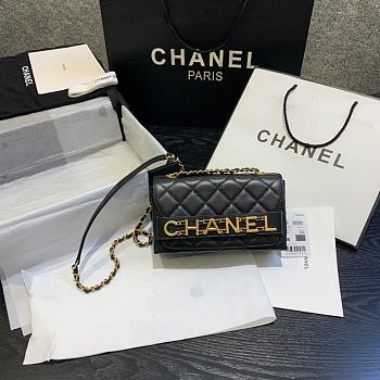 Chanel Small Logo Flap Bag Black AS1490 15x21x8cm