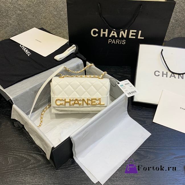 Chanel Small Logo Flap Bag White AS1490 15x21x8cm - 1