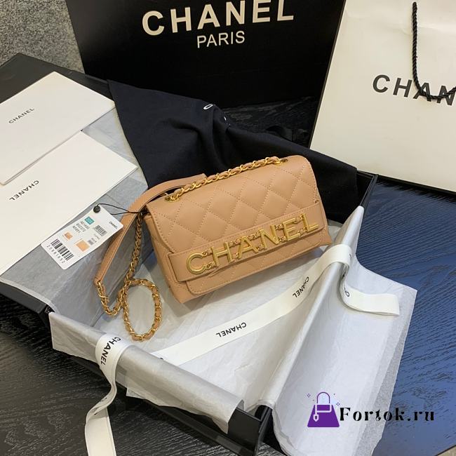 Chanel Small Logo Flap Bag Beige AS1490 15x21x8cm - 1