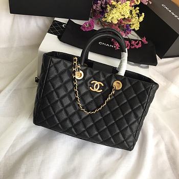 Chanel Shopping Bag Grained Leather Black A93525 21x30x14cm