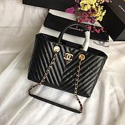 Chanel Shopping Bag Chevron Leather Black A93525 21x30x14cm - 1