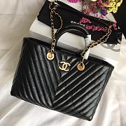 Chanel Shopping Bag Chevron Leather Black A93525 21x30x14cm - 5