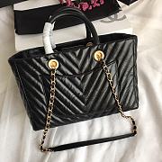 Chanel Shopping Bag Chevron Leather Black A93525 21x30x14cm - 3