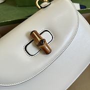 Gucci Small Top Handle Bag With Bamboo White 675797 21x15x7cm - 6