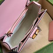 Gucci Small Top Handle Bag With Bamboo Pink 675797 21x15x7cm - 4