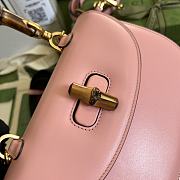 Gucci Small Top Handle Bag With Bamboo Pink 675797 21x15x7cm - 3