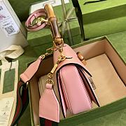 Gucci Small Top Handle Bag With Bamboo Pink 675797 21x15x7cm - 2