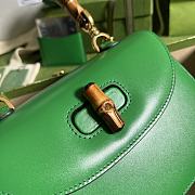 Gucci Small Top Handle Bag With Bamboo Green 675797 21x15x7cm - 2