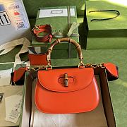 Gucci Small Top Handle Bag With Bamboo Orange 675797 21x15x7cm - 1