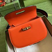 Gucci Small Top Handle Bag With Bamboo Orange 675797 21x15x7cm - 5