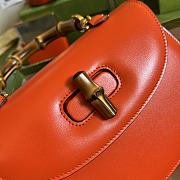 Gucci Small Top Handle Bag With Bamboo Orange 675797 21x15x7cm - 2