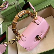 Gucci Mini Top Handle Bag With Bamboo Leather Pink 686864 17x12x7.5cm - 2
