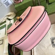 Gucci Mini Top Handle Bag With Bamboo Leather Pink 686864 17x12x7.5cm - 3