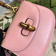 Gucci Mini Top Handle Bag With Bamboo Leather Pink 686864 17x12x7.5cm - 6