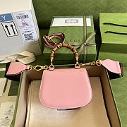 Gucci Mini Top Handle Bag With Bamboo Leather Pink 686864 17x12x7.5cm - 5