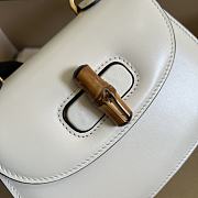 Gucci Mini Top Handle Bag With Bamboo Leather White 686864 17x12x7.5cm - 3