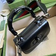 Gucci Mini Top Handle Bag With Bamboo Leather Black 686864 17x12x7.5cm - 4