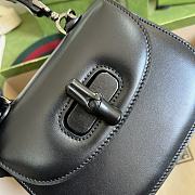 Gucci Mini Top Handle Bag With Bamboo Leather Black 686864 17x12x7.5cm - 6