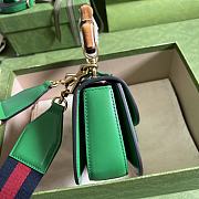 Gucci Mini Top Handle Bag With Bamboo Leather Green 686864 17x12x7.5cm - 3