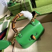 Gucci Mini Top Handle Bag With Bamboo Leather Green 686864 17x12x7.5cm - 4