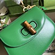 Gucci Mini Top Handle Bag With Bamboo Leather Green 686864 17x12x7.5cm - 6