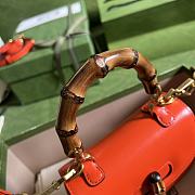 Gucci Mini Top Handle Bag With Bamboo Leather Orange 686864 17x12x7.5cm - 2