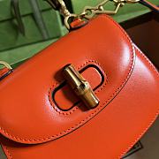 Gucci Mini Top Handle Bag With Bamboo Leather Orange 686864 17x12x7.5cm - 4