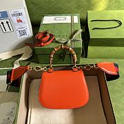 Gucci Mini Top Handle Bag With Bamboo Leather Orange 686864 17x12x7.5cm - 5