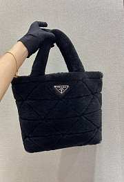 Prada Shearling Tote Black 1BG378 26x23x11cm  - 1