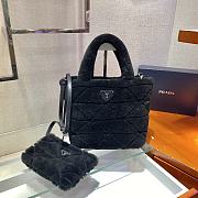 Prada Shearling Tote Black 1BG378 26x23x11cm  - 2