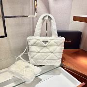 Prada Shearling Tote White 1BG378 26x23x11cm  - 3
