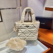 Prada Shearling Tote Brown 1BG378 26x23x11cm  - 3
