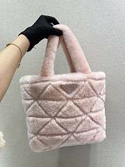 Prada Shearling Tote Pink 1BG378 26x23x11cm  - 1