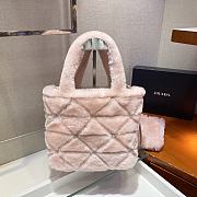 Prada Shearling Tote Pink 1BG378 26x23x11cm  - 4